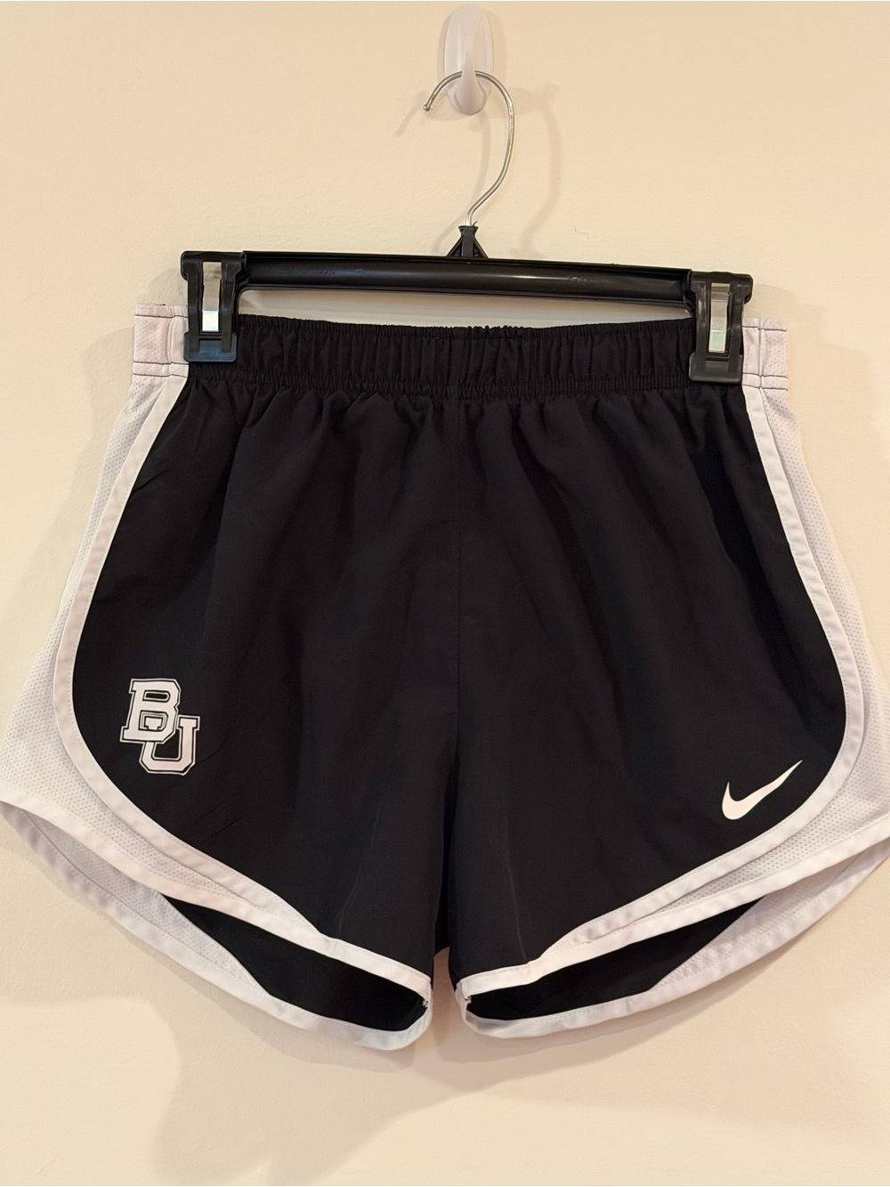 Nike Baylor Women's Black Running Shorts with White Trim